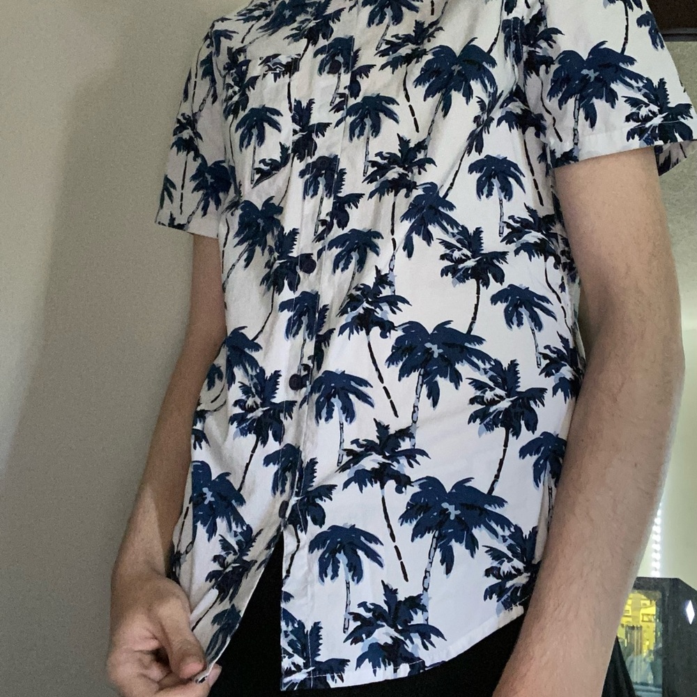 Hollister Collared Palm Tree Dress Shirt